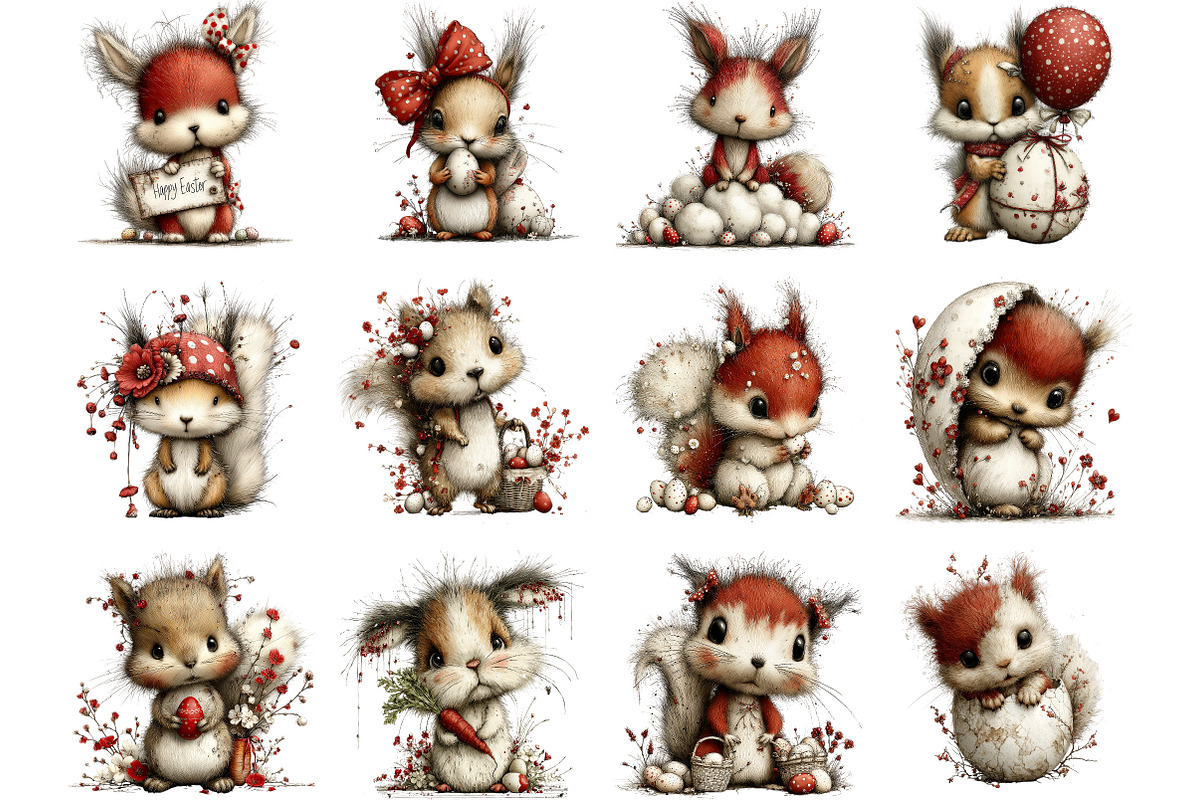 Whimsical Easter Squirrel Clipart, an Illustration by Designking (Photo 2 of 5)
