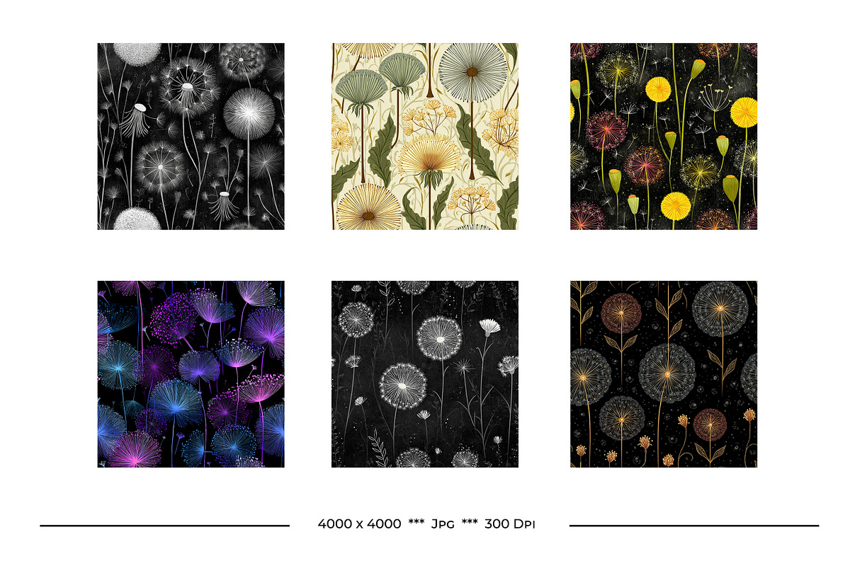 Dandelion Retro Art Style Patterns, a Pattern Graphic by karenfoleyphoto (Photo 11 of 13)