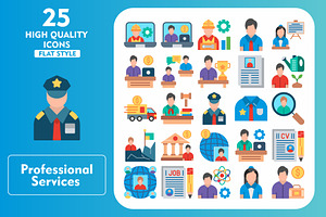 25 Professional services Flat Icons, an Icon by Pexelpy
