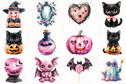 Watercolor Girly Halloween Clipart, an Illustration by OK Design (Thumbnail 2 of 5)