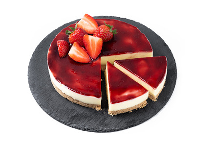 Cheesecake with strawberries isolated on white background, a Food & Drink Photo by etorres69