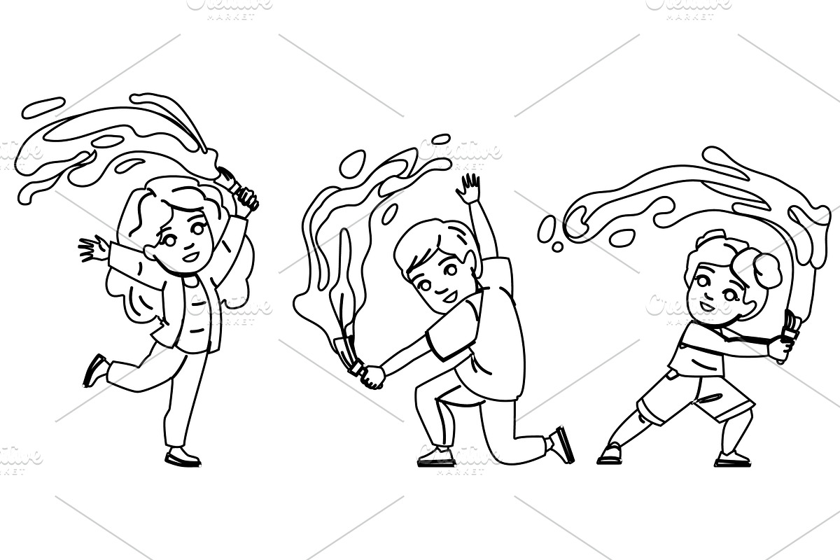 creative paint art brush kid vector, a Person Illustration by pikepicture