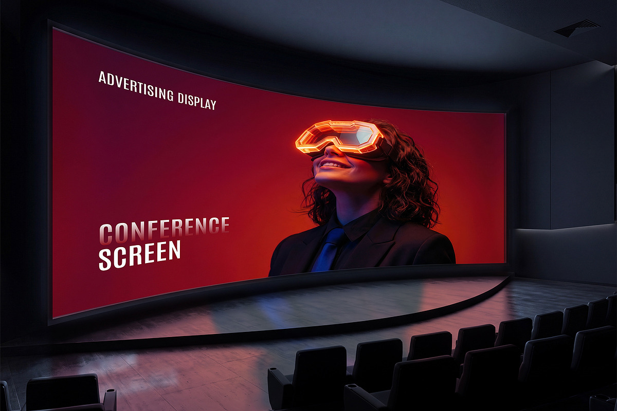 Curved Conference Screen Mockup, an Advertising Mockup by graphypix (Photo 1 of 4)