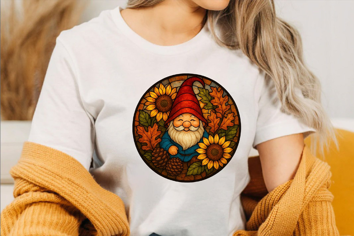 Round Fall Gnome Stained Glass Clipa, an Illustration by SVGArt (Photo 6 of 8)
