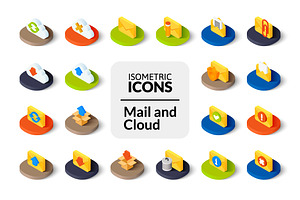 Isometric Icons - Mail And Cloud