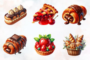 Pastry Watercolor ClipArt's, an Illustration by RobertsArt (Thumbnail 3 of 7)