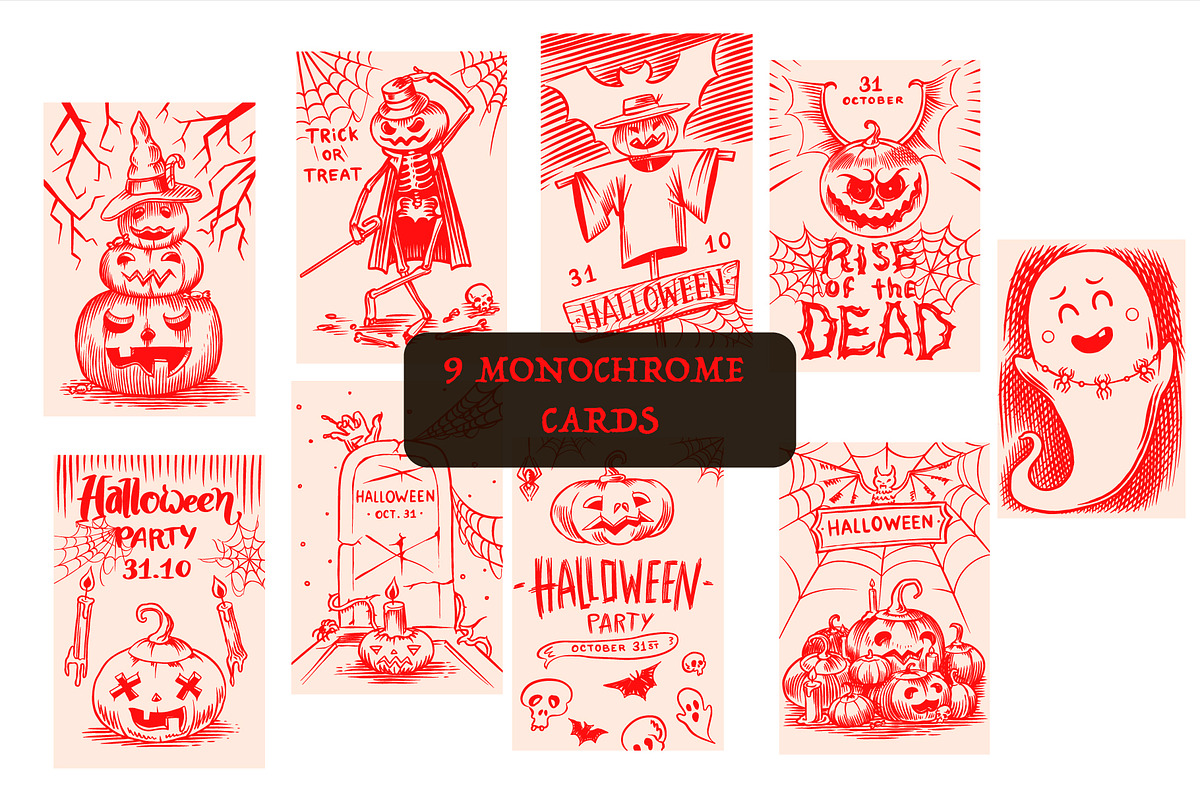 Halloween Party cards bundle, an Illustration by Arthur Balitskiy (Photo 3 of 6)