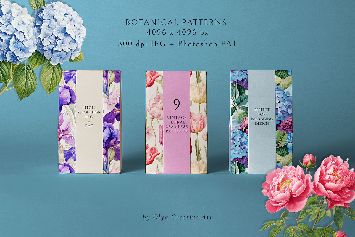 Vintage Botanicals Floral Patterns, a Pattern Graphic by Olya Creative (Photo 6 of 18)