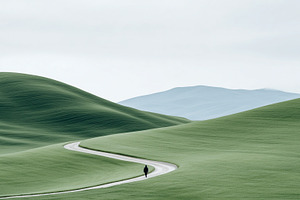Lone person walking on winding path, a Nature Photo by MistyDay