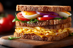 Fresh homemade egg cheese sandwich, a Food & Drink Photo by MistyDay