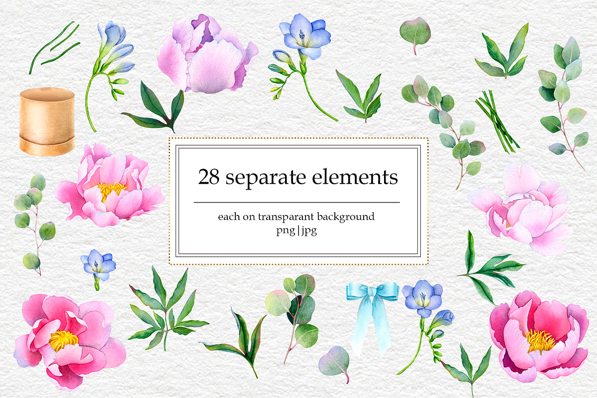 Watercolor Flower Garden Collection, an Illustration by SunnJaneArt (Photo 2 of 14)