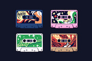 Retro audio cassettes with music set, an Object Illustration by PaperTrident (Thumbnail 5 of 7)