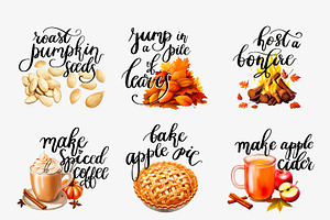 Autumn Fall Bucket List Icons PNG