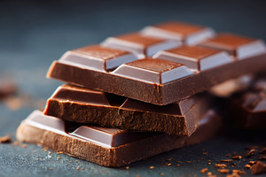 Stack of delicious chocolate bars, a Food & Drink Photo by AlyaAnd