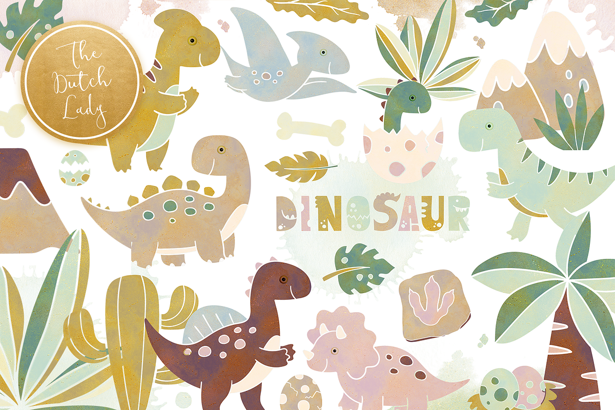 Dinosaur Jurassic World Clipart Set, an Illustration by The Dutch Lady Designs (Photo 1 of 5)