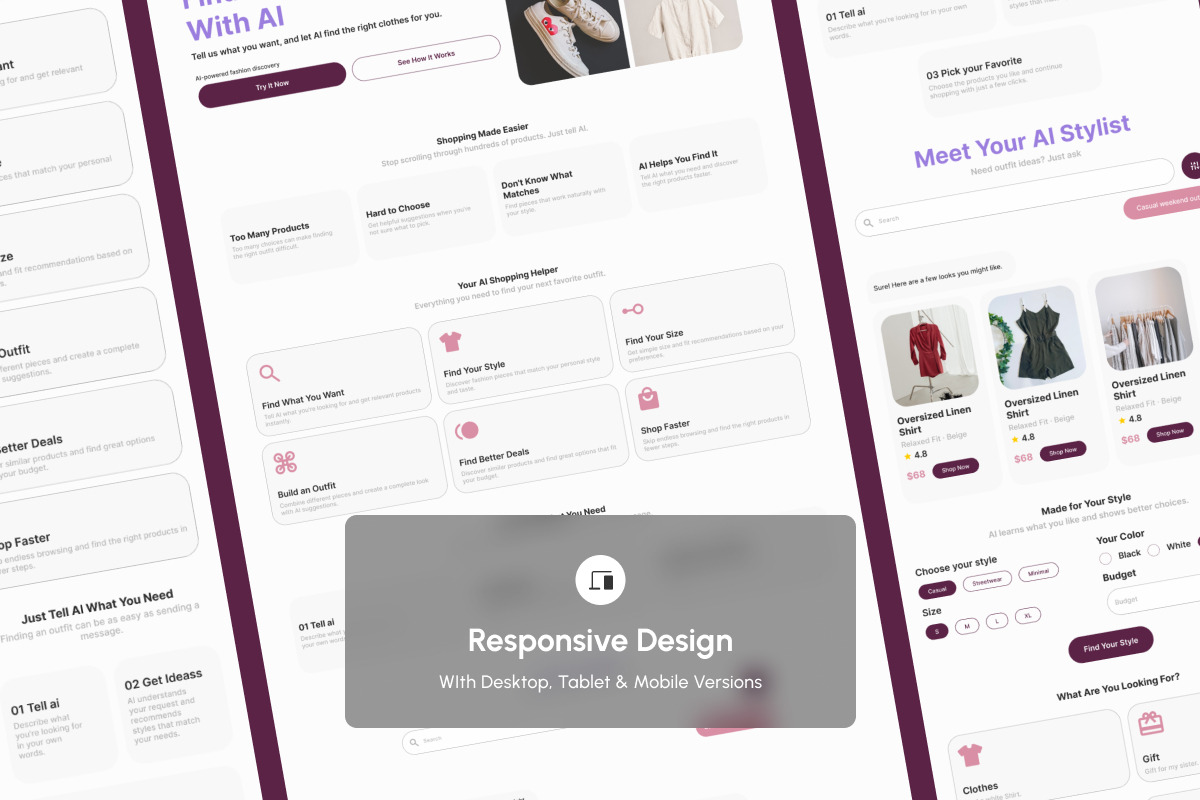 Velia AI Fashion Sales Agent Landing, a Landing Page Template by productype1 (Photo 3 of 5)