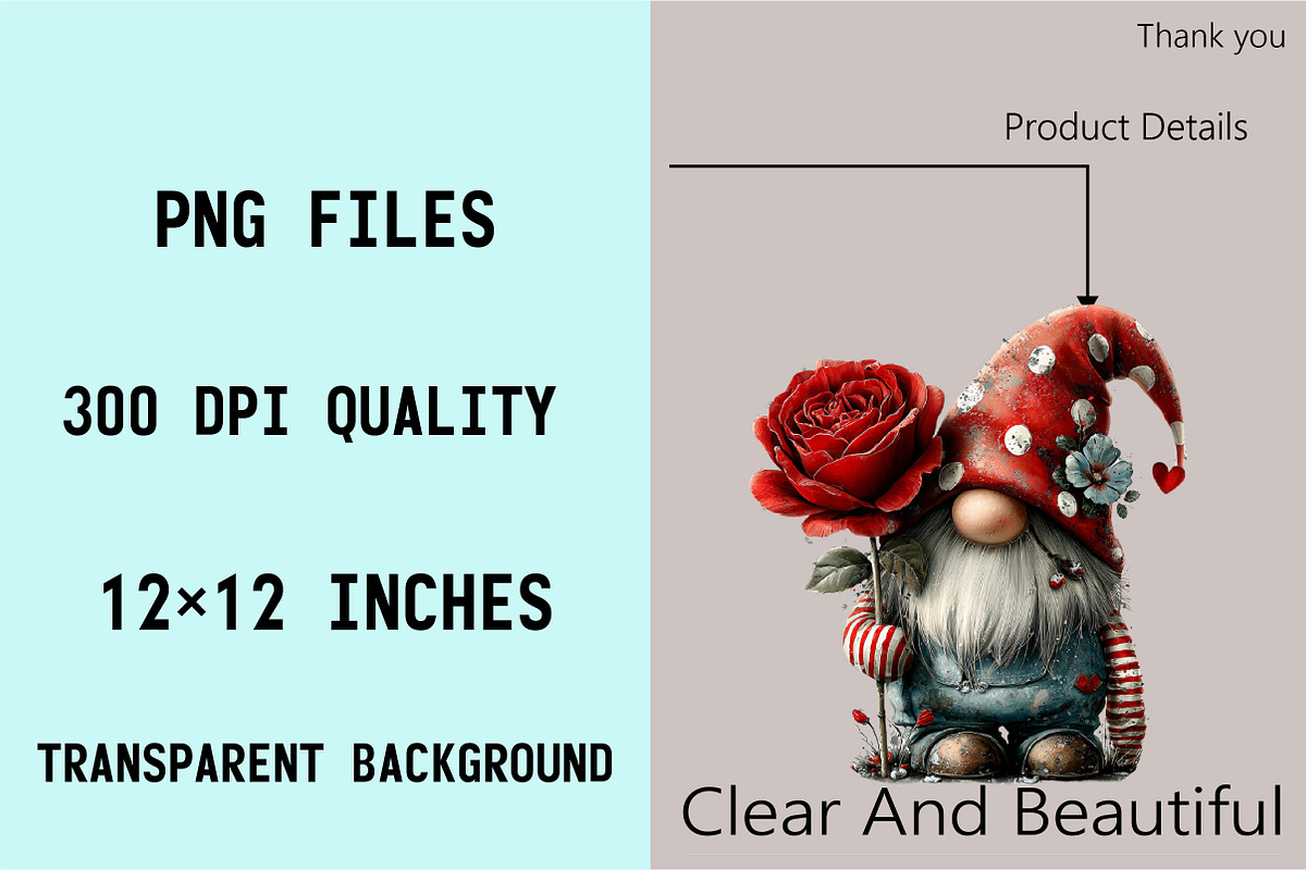 Whimsical Valentine Gnome Clipart, an Illustration by SVGArt (Photo 5 of 7)