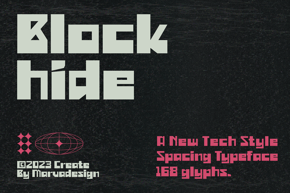 Blockhide - A Modern Techno, a Sans Serif Font by Marvadesign (Photo 1 of 6)