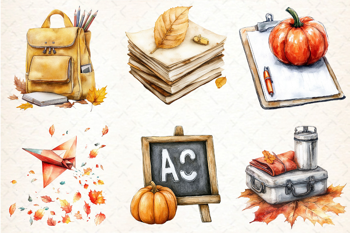 Autumn Back to School Clipart, an Illustration by DreamCafeArt (Photo 3 of 7)