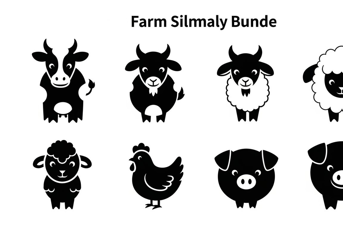 Cute Farm Animal Silhouette Bundle, an Illustration by hafijul (Photo 31 of 51)