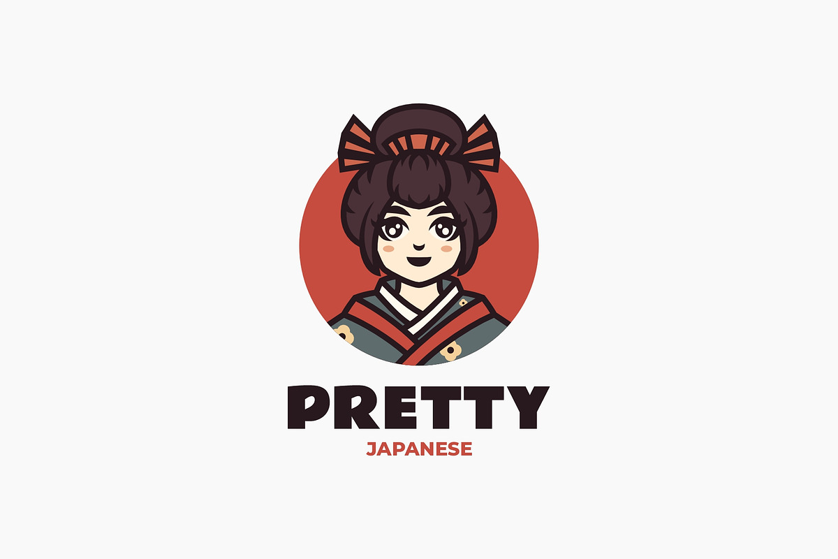 Geisha Mascot Cartoon Logo, a Branding & Logo Template by Artnivora.Std