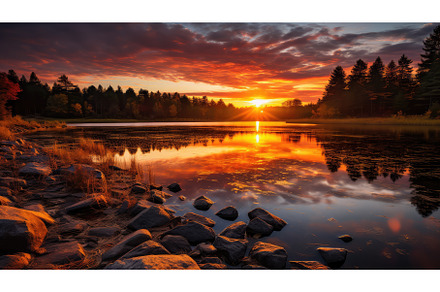 nature fall evening pond landscape, a Nature Photo by pikepicture