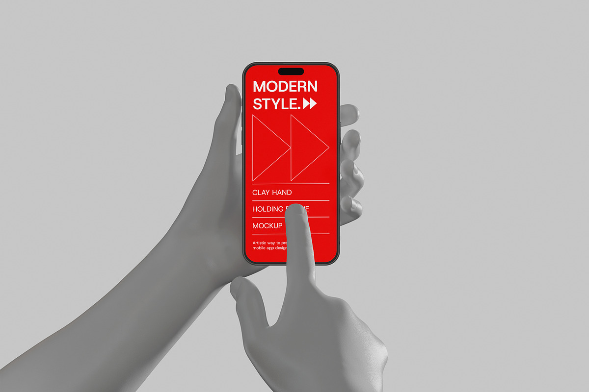 Clay Hand Holding Phone Mockup, an iPhone Mockup by Unerispace (Photo 4 of 5)