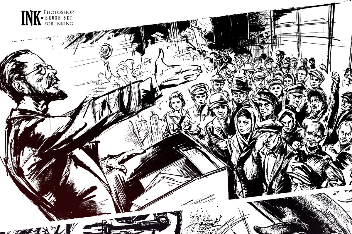 INK. 40 Photoshop Brushes for Inking, a Brush Add-On by Eldar Zakirov's (Photo 5 of 13)