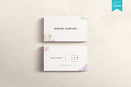 Floral business card Canva template, a Business Card Template by Hellohastore