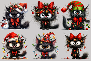 Grumpy Black Cat Clipart