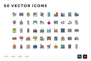 Retail icons, an Outline Icon by Wencory