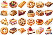 Watercolor Bakery Element Clipart, an Illustration by Craft Nest (Thumbnail 2 of 4)