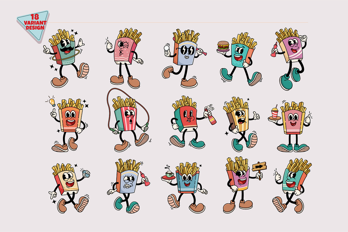 18 Traditional French Fries Mascot, a Food Illustration by Allmostudio (Photo 1 of 5)