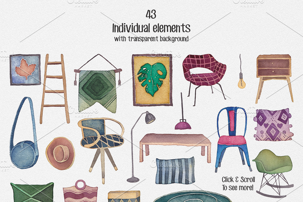 The Cozy Things (watercolor clipart), a Decorative Illustration by Soir Creative (Photo 5 of 7)