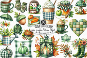 Green Gingham Autumn Clipart, an Illustration by Designking (Thumbnail 1 of 4)