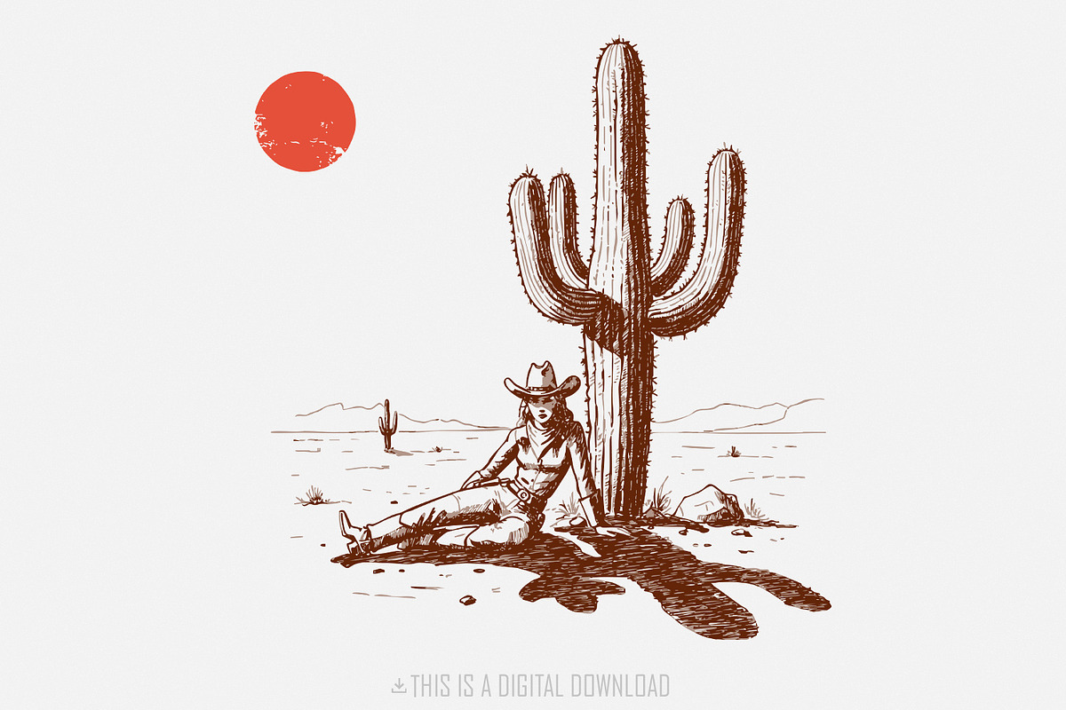 Retro Cowgirl Cactus png, Western, an Illustration by SharpMarketplace (Photo 1 of 9)