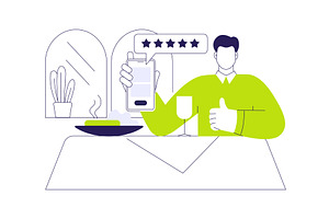 Rating a restaurant isolated cartoon, a Person Illustration by Visual Generation