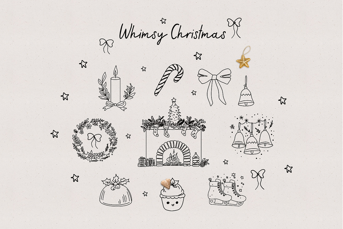 Christmas Whimsy Line Art icon Set, an Object Graphic by Olya Creative