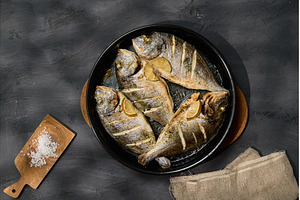Freshly grilled dorado fish served, a Food & Drink Photo by darksoul72