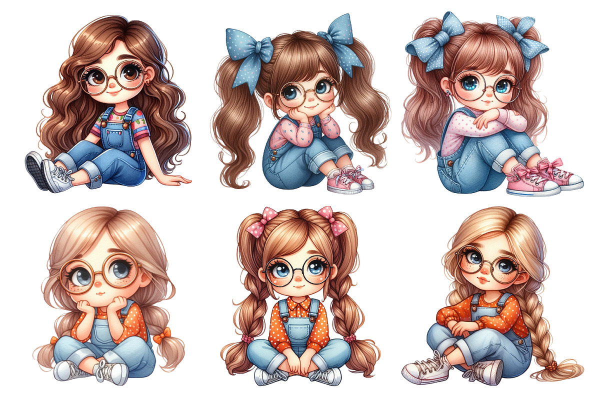 Watercolor Quirky Girl Clipart Bundl, an Illustration by Daily.Designs (Photo 2 of 5)