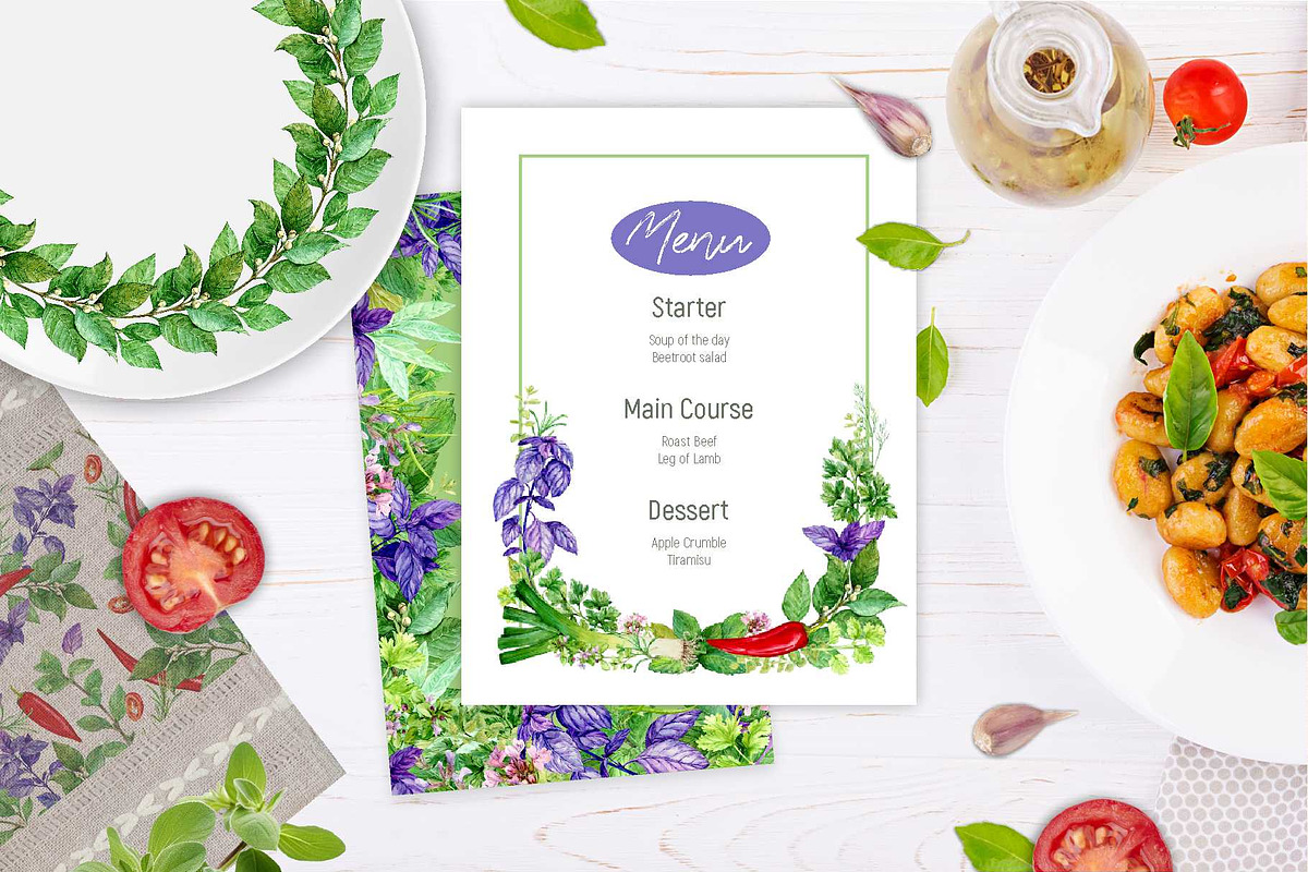 Culinary Herbs. Watercolor Set, a Food Illustration by Tata Pilip (Photo 7 of 14)