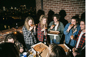 Teens Enjoy Pizza, a Person Photo by CREATIVEDEF