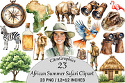 Watercolor African Summer Safari, an Illustration by CitraGraphics (Thumbnail 1 of 5)