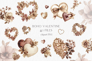 Boho Valentine Clipart PNG