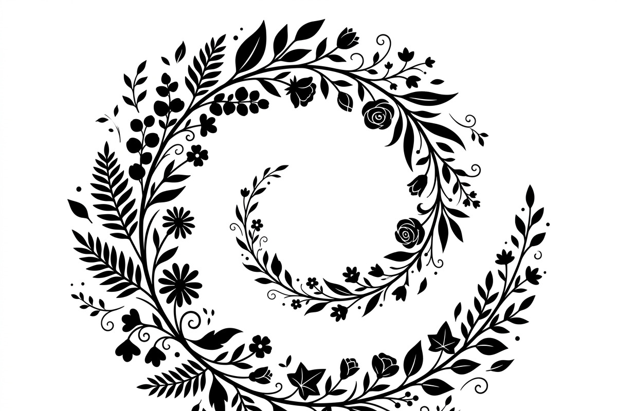 50 Elegant Floral Leaf Spiral Frame, a Decorative Illustration by Amazin_art (Photo 6 of 41)