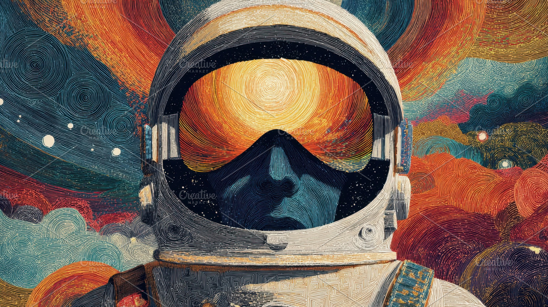 Astronaut explores cosmic colors, a Photo by Beautiful things
