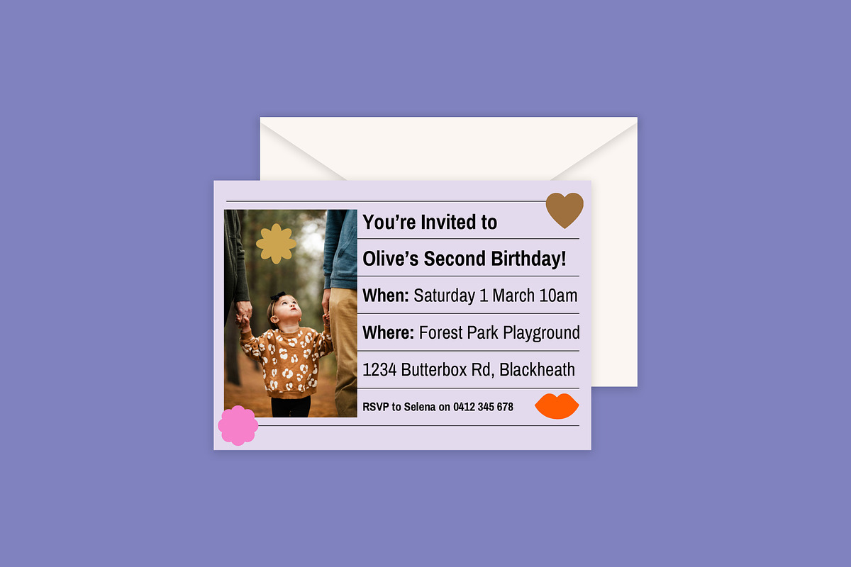 Selena Birthday Invitation, an Invitation Template by Mountain Folk Creative (Photo 2 of 7)