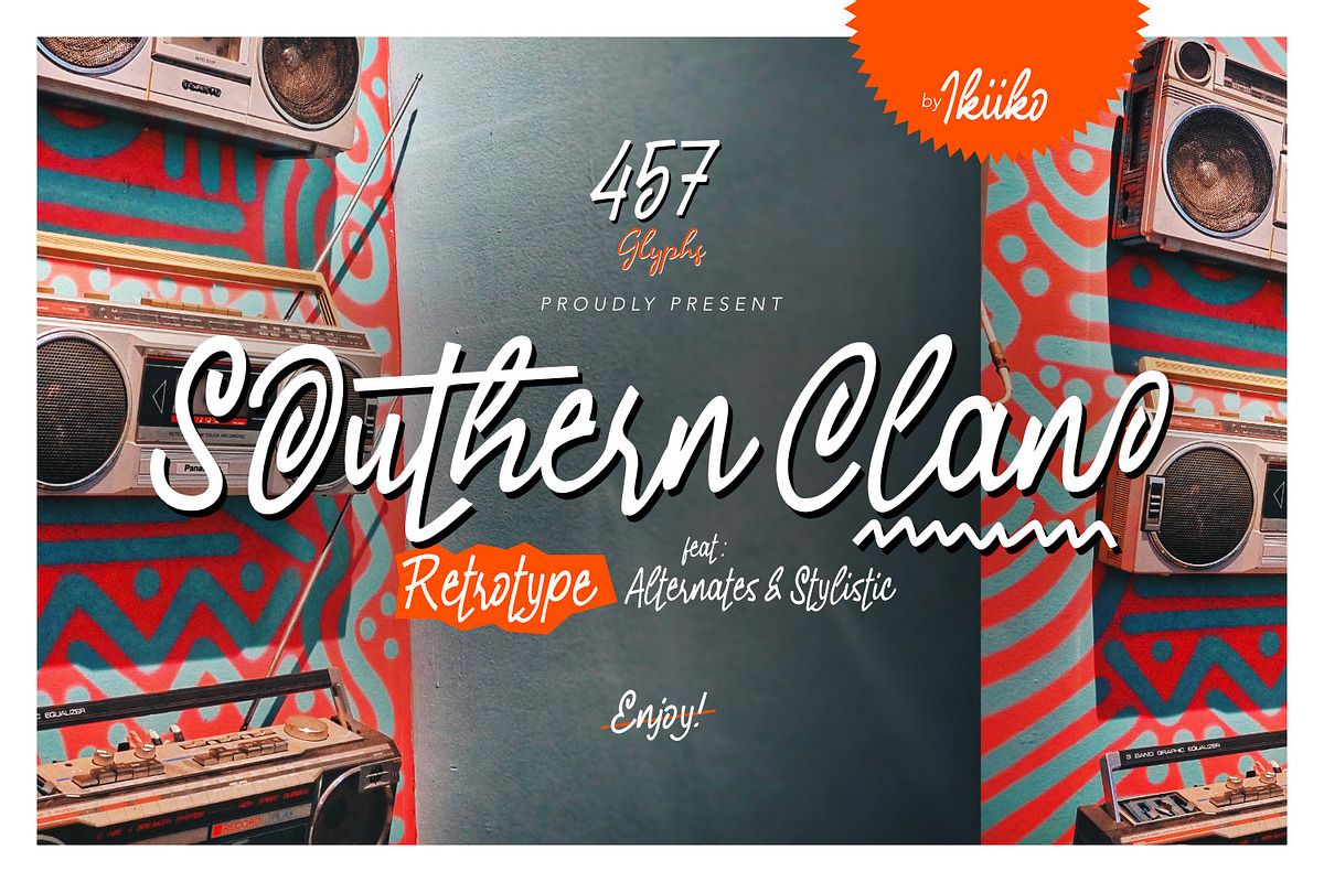 Southern Clan - Retro Type, a Script Font by ikiiko (Photo 1 of 7)
