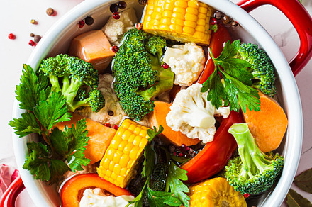 Vegan soup in saucepan, a Food & Drink Photo by vaaseenaa