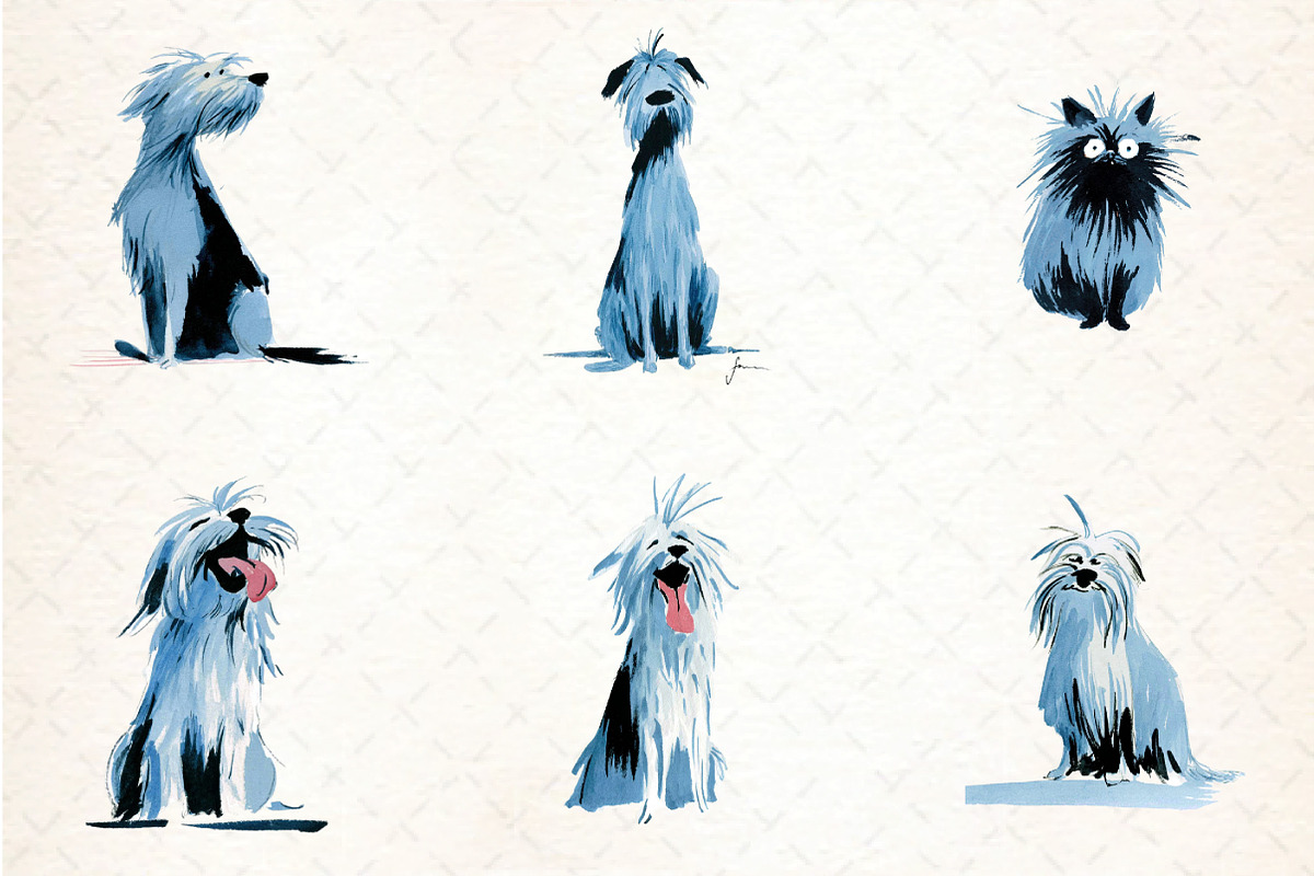 Watercolor Doodle Dog Clipart Set, an Illustration by DreamCafeArt (Photo 5 of 5)